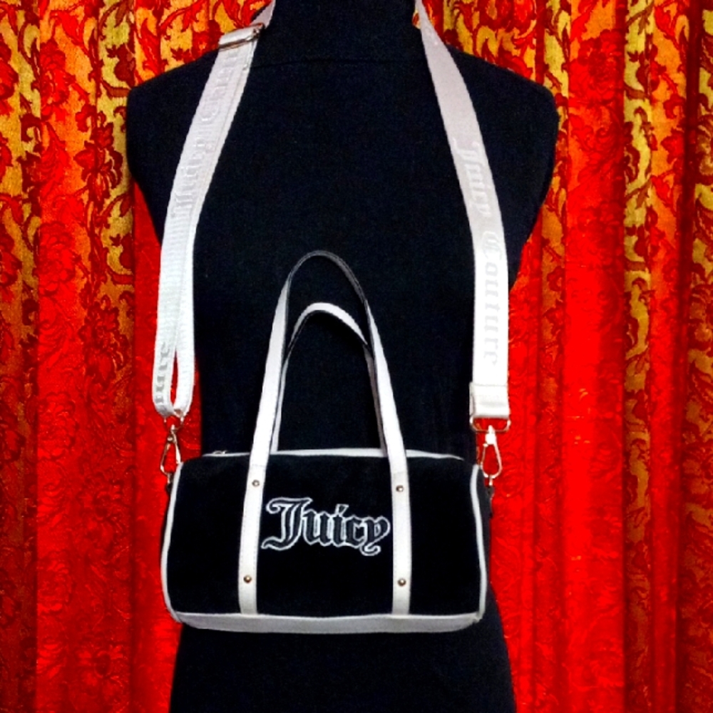 Juicy Couture Black and Baby Pink Barrel Bag